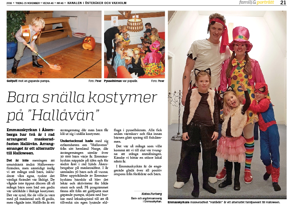 Hallåvänfesten kom med i kanalenstidning i Åkersberga